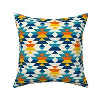 Boho geometric Aztec colorful diamonds kilim blue