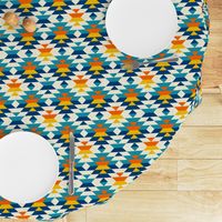 Boho geometric Aztec colorful diamonds kilim blue