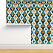 Boho geometric Aztec colorful diamonds kilim blue