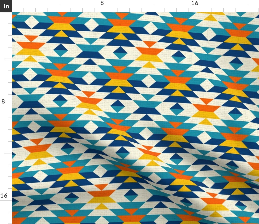 Boho geometric Aztec colorful diamonds kilim blue