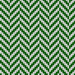 Knit herringbone green white Christmas