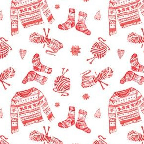 Fair Isle Sweaters + Socks in Red Watercolor