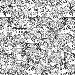 Owls Black Coloring Page