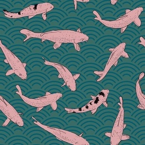 Koi carp nishikigoi literally brocaded carp. fish. sketch doodle. 