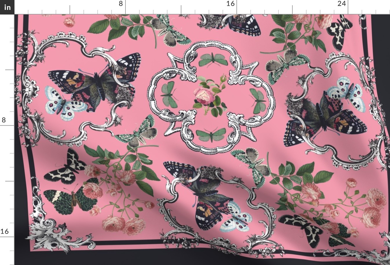 Butterfly Baroque Scarf Fabric | Spoonflower
