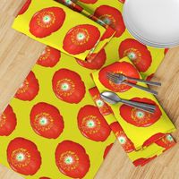 Mustard Yellow and Bold Red Flowers - Medium