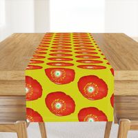 Mustard Yellow and Bold Red Flowers - Medium