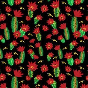 Catus Red Flowers and ribbons black