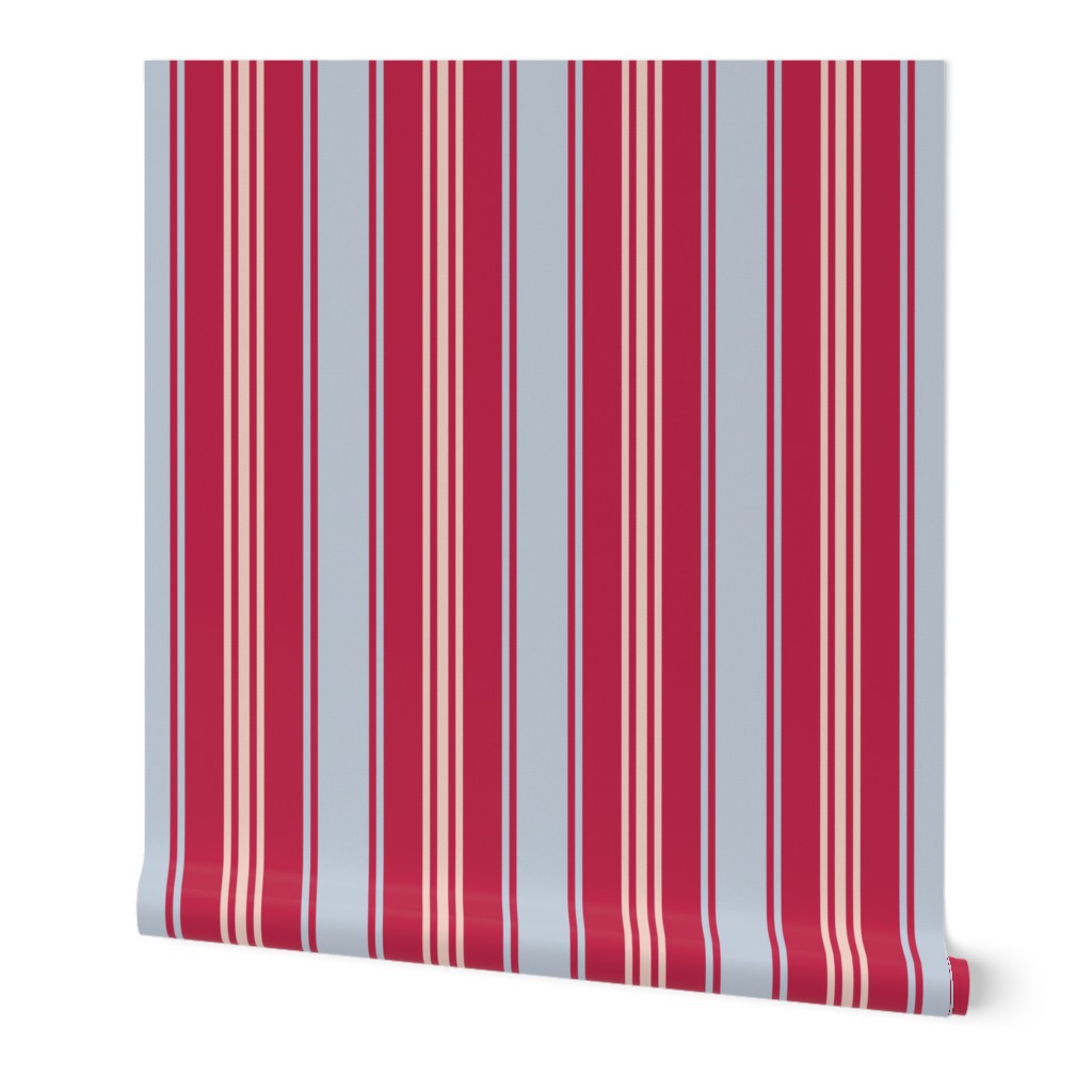 Vintage stripes Viva Magenta light blue