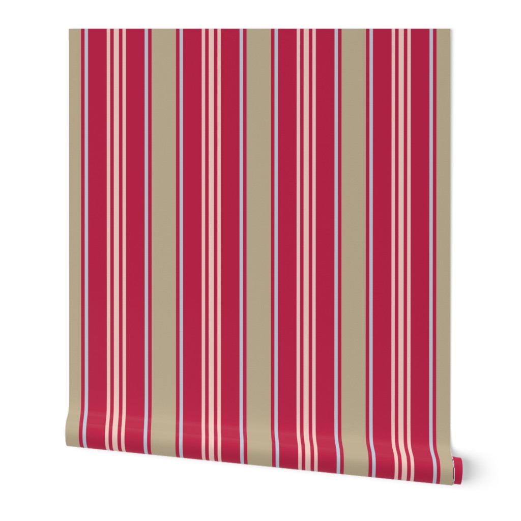 Viva Magenta khaki vintage ticking stripes