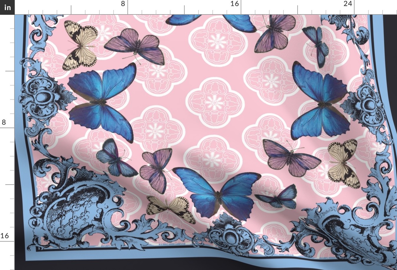 Butterfly Border Scarf Fabric bykwmeredith