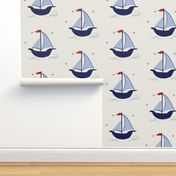 Sailboats nautical blue red sailing sail boats large scale