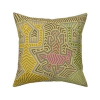 Dancing Shaman with Turtles - Design 8070802 - Yellow Pink Green 