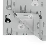 Bunny Rabbits on Grey