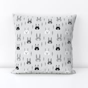 Bunny Rabbits on Grey