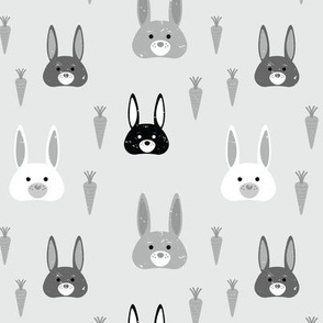 Bunny Rabbits on Grey