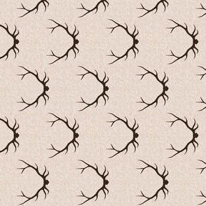 Small Antlers - Dark brown on vanilla linen