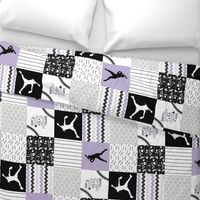 Softball//Dirt&Bling//Lavender - Wholecloth Cheater Quilt - Rotated