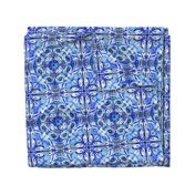 Spanish Medallion Linen Tile, blue large