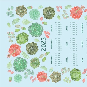 2023 calendar succulent tea towel
