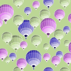 more hot-air balloons! green, pink and violet