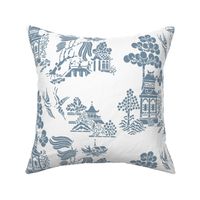 chinoiserie villages mountain spring blue
