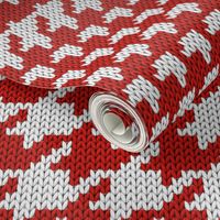 Houndstooth red knit Retro Christmas plaid