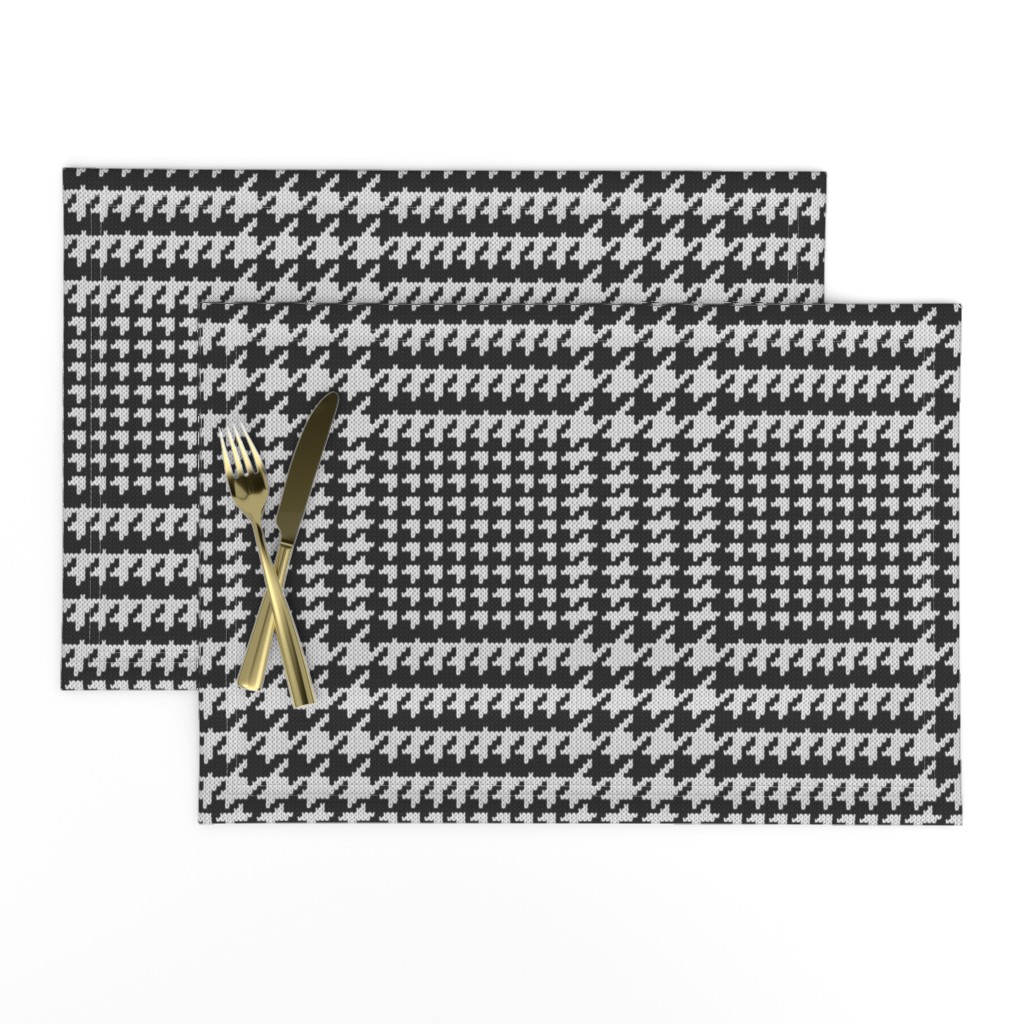 Houndstooth black white knit plaid Wallpaper