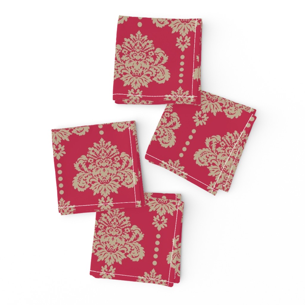 Viva Magenta khaki vintage damask flowers