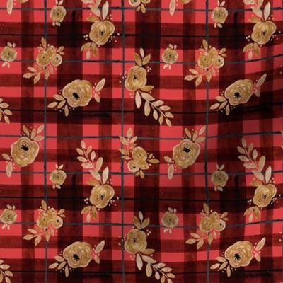 gold rose holiday tartan - xs