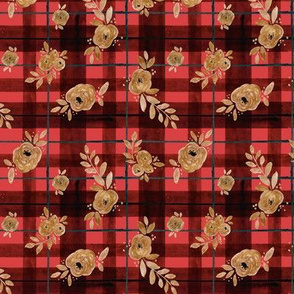 gold rose holiday tartan - xs