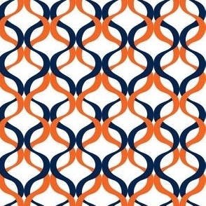 Navy and orange team color Wave 1 inch repeat