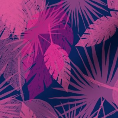 Leafy Navy Pink