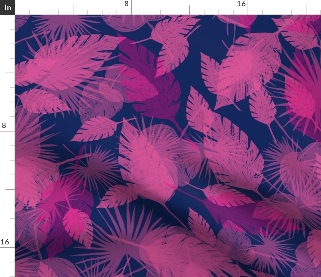 Leafy Navy Pink