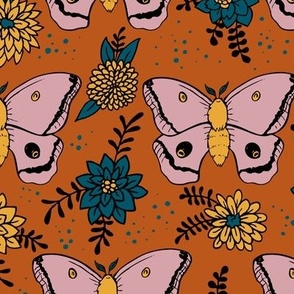 Polyphemus Moths (terra cotta background)