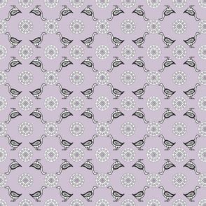 Folk Art Goose Kerchief in Lavender