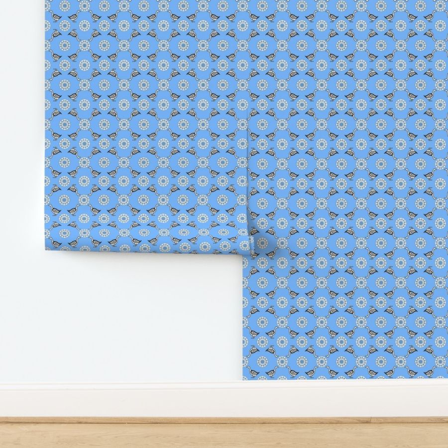 Folk Art Goose Kerchief in Sky Blue