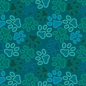 paws multi green kitty puppy print