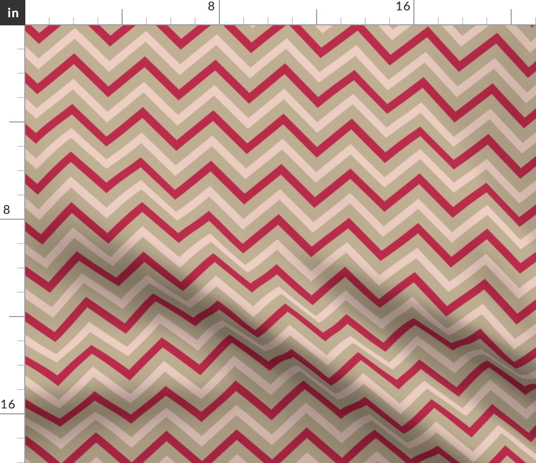 Khaki chevron Viva Magenta blush