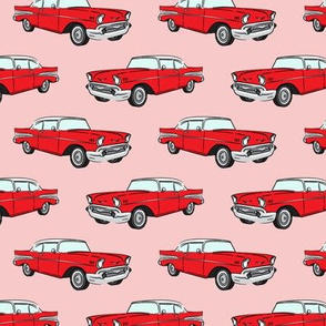 Classic Car - Sedan - 50s 60s - red on pink