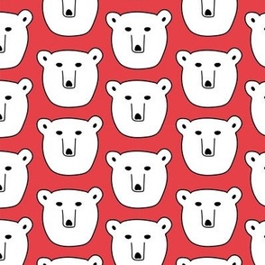 Cute polar bear pattern on red background