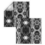 Vintage damask distressed black white grey large Wallpaper