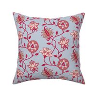 Pastel blue vintage indian flowers Viva Magenta