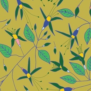 8.33" - FLORAL VINES/BLUE, GREEN & YELLOW