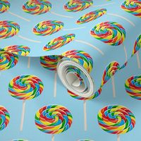 (2.5" scale) whirly pops - OG on blue - lollipop fabric C18BS