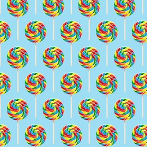 (2.5" scale) whirly pops - OG on blue - lollipop fabric C18BS
