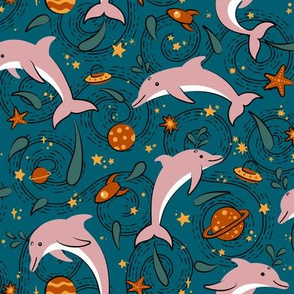 Dolphins in Space: Limited Color Palette