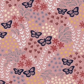 Ditsy Butterfly Floral - pink