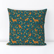 striped woodland animals on dark green | small