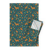 striped woodland animals on dark green | small